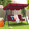 Anybear Red 3-Person Outdoor Swing with Iron Frame and Polyester Seat - 2 of 4