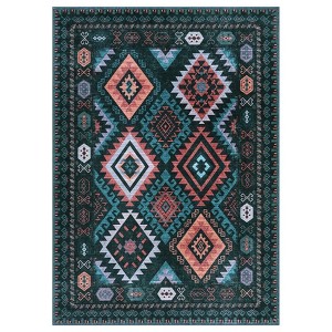 Coolmee  Rug Machine Washable Non-Slip Low Pile Print Pattern Western Rug for Living Room Bedroom Entryway - 1 of 4