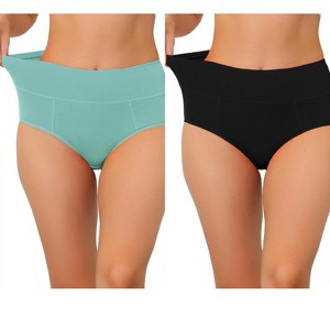 Allegra K Women's High Waist Available in Plus Size Tummy Control Briefs 2 Packs - 1 of 4