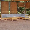 vidaXL Solid Pinewood Patio Lounge Set 8 Piece with Cushions - Brown and Gray - 2 of 4