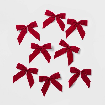 8ct 4.5in Velvet Christmas Bow Red - Wondershop™