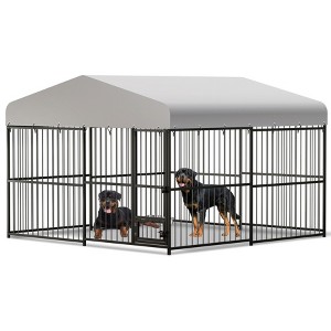 Outdoor Dog Kennel ,10x10 Heavy Duty Dog Crate, Outside Dog Kennel with Roof, Metal Large Dog Cage for Backyard Farm Use - 1 of 4