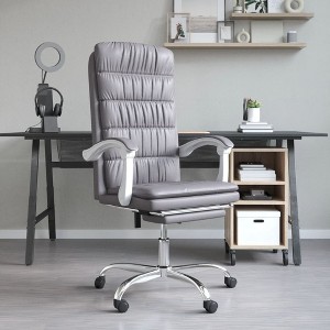 vidaXL Reclining Office Chair Gray Faux Leather - 1 of 4
