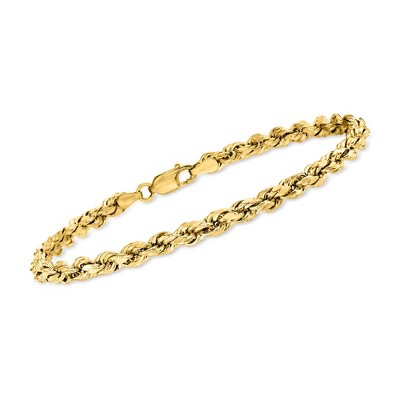 Ross-Simons 4mm 10kt Yellow Gold Diamond-Cut Rope Chain Bracelet