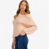 Amaryllis Women's Off-Shoulder Knit Sweater Relaxed Fit Long Sleeves Soft Ribbed Texture Casual Cozy Everyday Pullover - 3 of 4