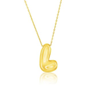 Bella Silver Sterling Silver, Bubble Initial Necklace - Gold Plated - 1 of 2