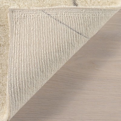 Ivory Wool Rectangular Handmade Trellis Area Rug, 3' x 5'