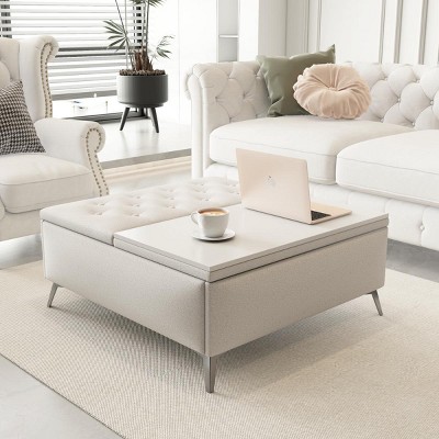 35 Inch Wide Square Coffee Table, Coffee Table With Storage, Cocktail Table With Lift Top Oversized Storage-Cuddlewood