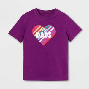 petitePride Kids Short Sleeve Love My Dads T-Shirt - Airy Purple L, Boy