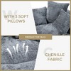 Lazy Sofa Chaise Lounge Chenille Single Sofa Bean Bag Chair Couch Upholstered Accent Chair with 3 Pillows, No Assembly Needed-ModernLuxe - 3 of 4