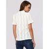 INSPIRE CHIC Women's Crochet Eyelet Mock Neck Puff Sleeve Ruffle Embroidery Blouse - 3 of 4