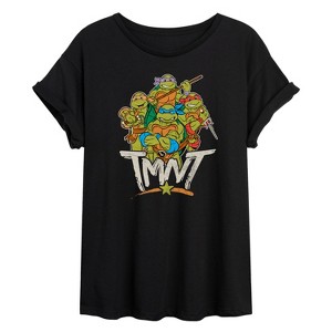 Women's - Teenage Mutant Ninja Turtles - Rebel Road Group Oversized Graphic T-Shirt - 1 of 4