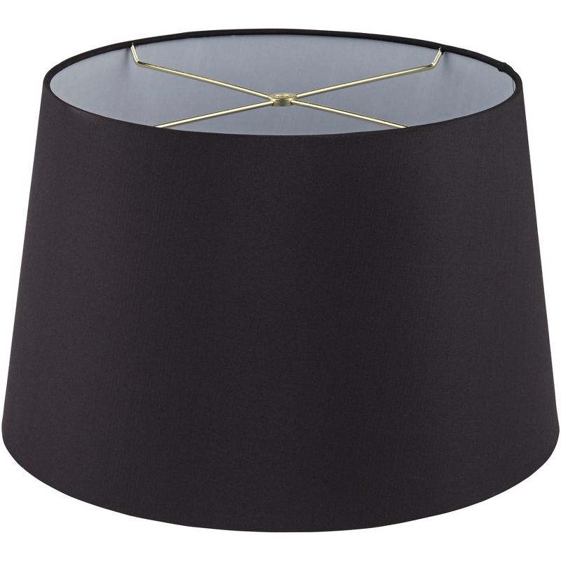 Springcrest Set of 2 Hardback Drum Lamp Shades Black Large 14" Top x 17" Bottom x 11" High Spider Replacement Harp Finial Fitting, 4 of 8