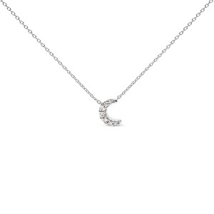 Haus of Brilliance 10K White Gold Diamond Accented Crescent Moon Shaped Inch Pendant Necklace - 1 of 4