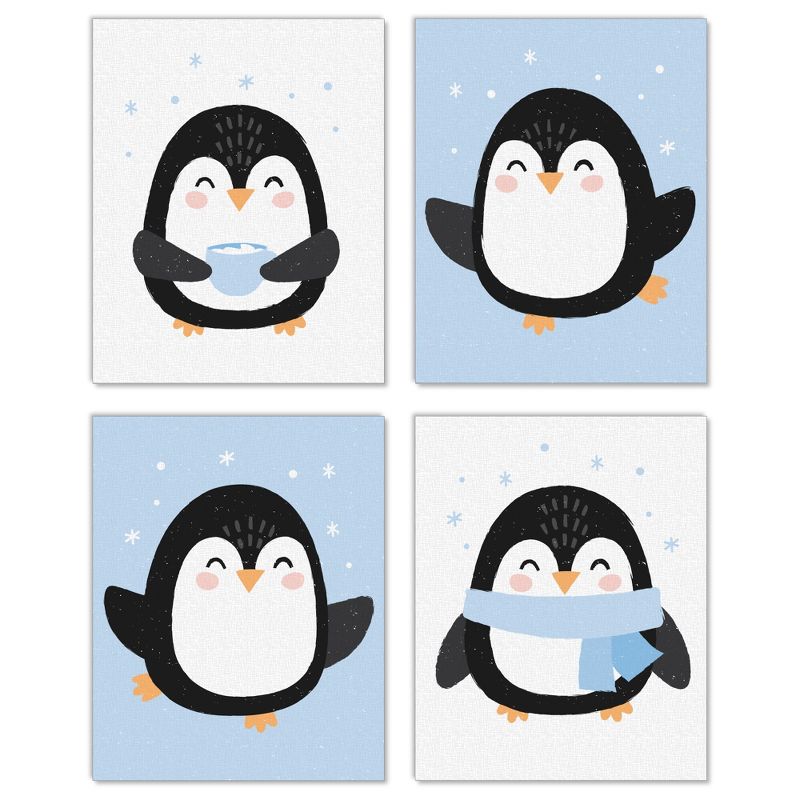 Big Dot of Happiness Winter Penguins - Unframed Holiday and Christmas Linen Paper Wall Art - Set of 4 - Artisms - 8 x 10 inches, 1 of 8