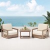 Christopher Knight Home Andrae Outdoor Acacia Wood 3 Piece Chat Set with Cushions, Brown and Beige - 2 of 4