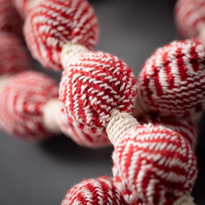 Red and White Beaded Cotton Christmas Garland