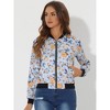 INSPIRE CHIC Women's Stand Collar Floral Prints Zip Up Lightweight Short Jacket - 2 of 4
