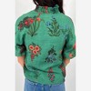 Amaryllis Women’s Green Floral Embroidered Button Front Short Sleeve Relaxed Fit Lightweight - 4 of 4