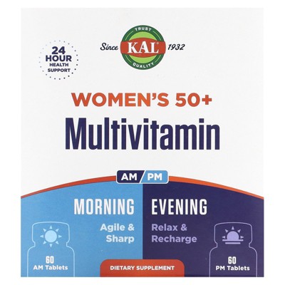 KAL Women's 50+ Multivitamin, Morning & Evening, 2 Pack, 60 Tablets Each