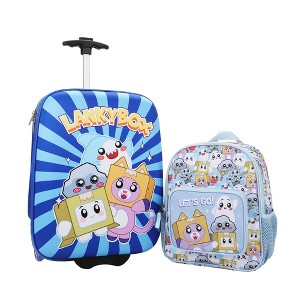 Lanky Box Character Group Shot 2-Piece Youth EVA Wheeled Youth Luggage & Travel Backpack Set - 1 of 4