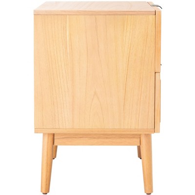 Coastal Charm Rattan Nightstand with 2 Drawers and Retro Legs - Natural
