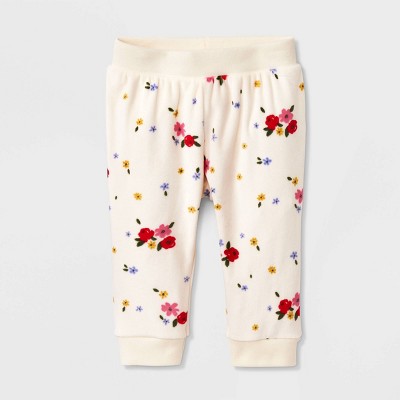 Baby Girls' Floral Jogger Pants - Cat & Jack™ Cream 
