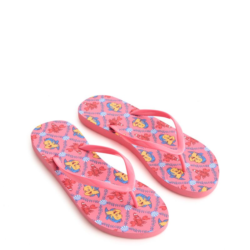 Vera Bradley Women's Outlet Disney Printed Essential Flip Flops Ariel's Pink Lagoon