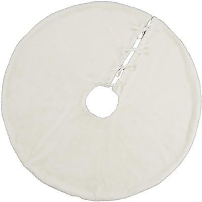 Mina Victory Home For The Holiday White Fur Tree Skirt 48" x 48" RND