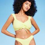Women's Tie-Front Cap Sleeve Bralette Bikini Top - Wild Fable™ Light Yellow