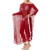 HAPPY BAY Women's House Daily Routine Evening Wear Loungewear Sheer Solid Casual Cover Up Relaxed Caftan Maxi Dresses for Women XL-XXL Red, Solid - 3 of 4