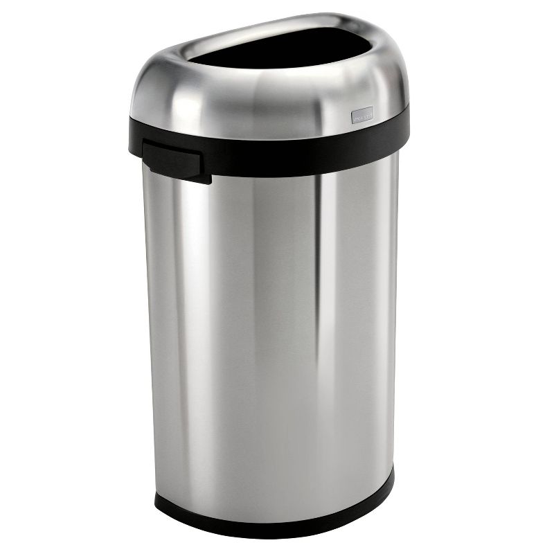 simplehuman 60L Semi Round Open Top Commercial Trash Can Stainless Steel, 1 of 5