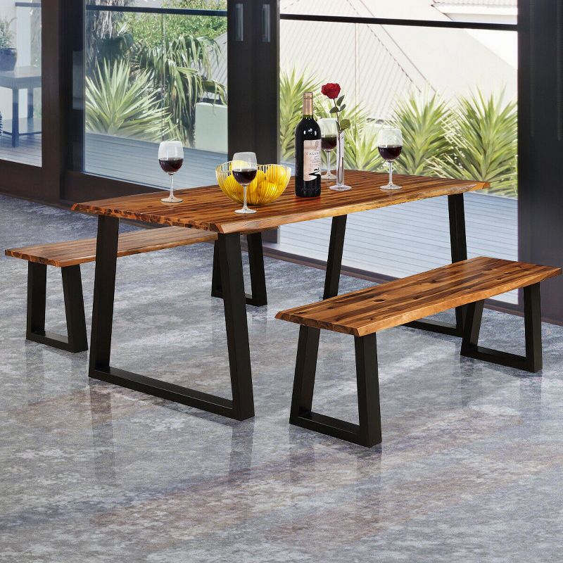 Tangkula Rectangular Acacia Wood Dining Table Rustic Indoor &Outdoor Furniture, 2 of 11