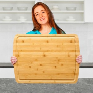 Bamboo Cutting Board, Extra Large Reversible Chopping Board for Kitchen, Stove Top Cover, Perfect for Meat, Vegetables and Cheese, Knife-Friendly - 1 of 4