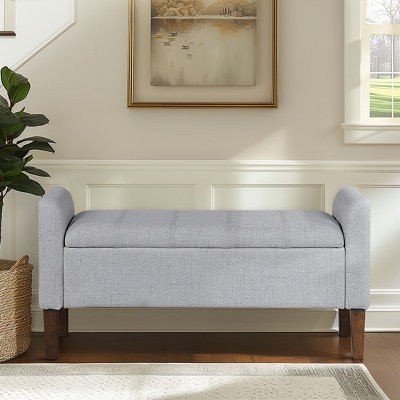 TiramisuBest Vintage Semi-Circle End of Bed Bench, Upholstered Bedroom Entryway Bench with Tufted Velvet-Touch Fabric & Rubberwood Legs, Gray