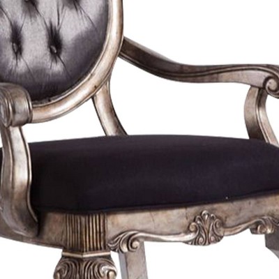 Regal Windsor Accent Chair in Silver Gray Silk & Antique Platinum