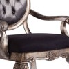 26" Chantelle Dining Chair Silver Gray Silk-Like Fabric and Antique Platinum Finish - Acme Furniture: Elegant Tufted Back, Faux Leather Armrests - 4 of 4