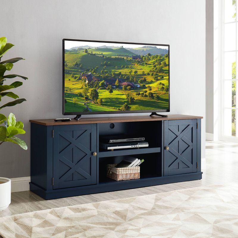58&#34; TV Stand for TVs up to 64&#34; Navy/Walnut - Home Essentials, 4 of 13