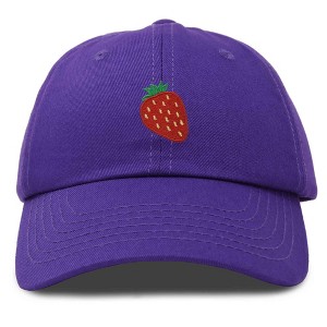 Dalix Strawberry Embroidered Cotton Dad Hat Fruit Adjustable Casual Baseball Cap Nature Womens - 1 of 4