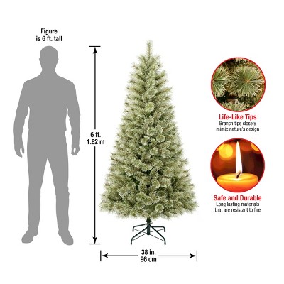 6' Green Cashmere Pine Artificial Christmas Tree with Hinged Branches