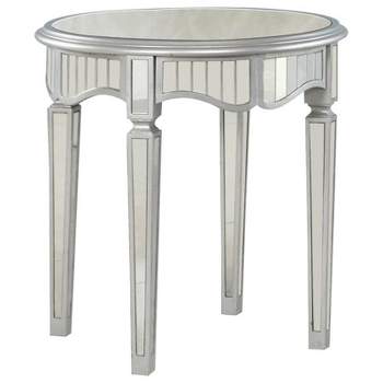 Royal Glam Round Mirrored Glass End Table in Silver - Best Master Furniture
