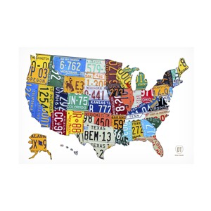 Trademark Fine Art - Design Turnpike License Plate Map USA 2 Matted Framed Art - 1 of 4