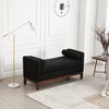 53.5"W Upholstered Bench, Ottoman Bench With Wood Legs & Bolster Pillows For End Of Bed, Bedroom, Living Room, Entryway - 3 of 4