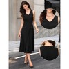 INSPIRE CHIC Women's Business Office V Neck Sleeveless Faux Pockets A-Line Midi Dresses - 2 of 4