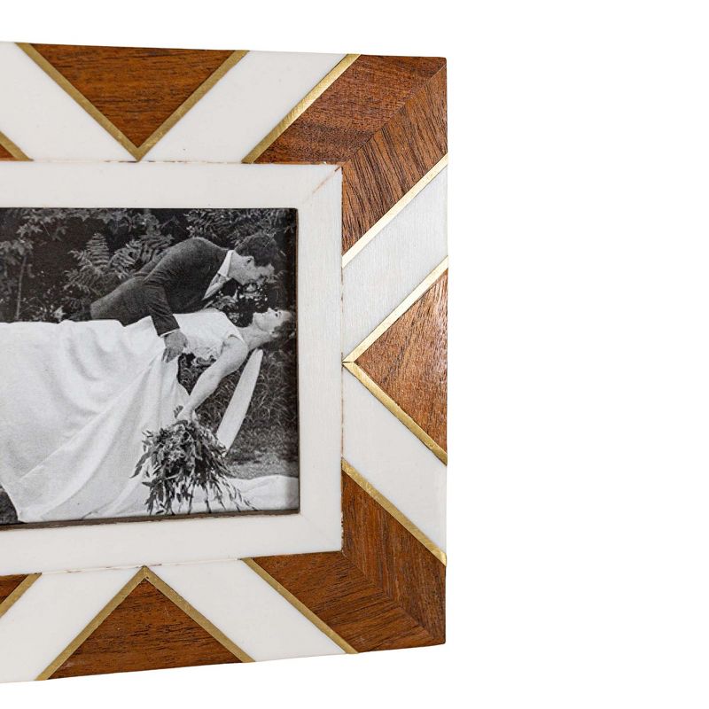 4x6 Inch Pieced Geometric Picture Frame Acacia Wood, MDF, Resin, & Glass by Foreside Home & Garden, 4 of 8