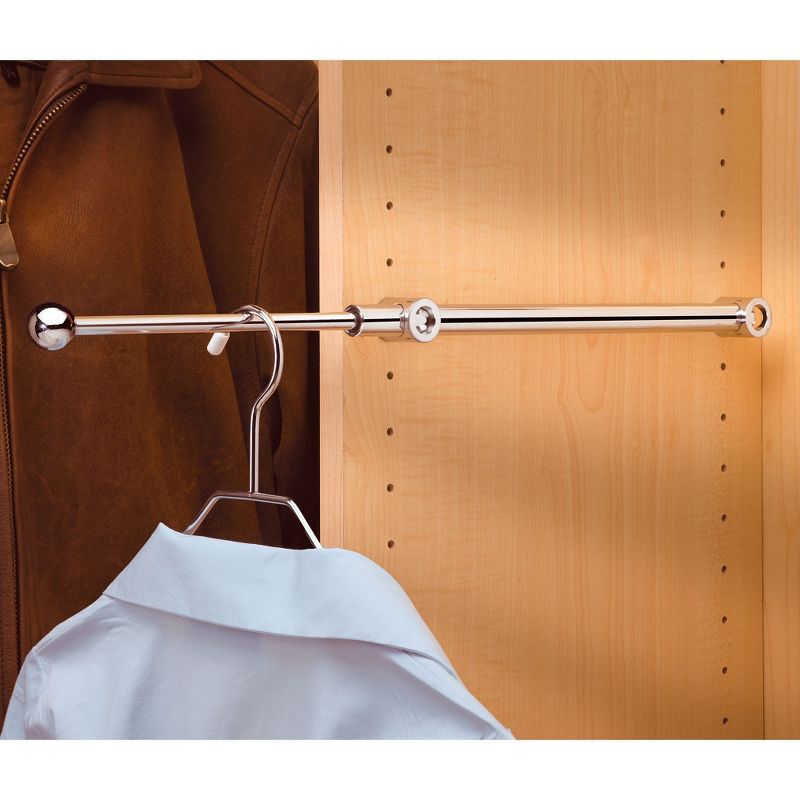 Rev-A-Shelf CVR-14-CR 14-Inch Designer Series Metal Extendable Adjustable Telescopic Closet Wall Mounted Clothing Hanger Valet Rod, Chrome (2 Pack), 3 of 7