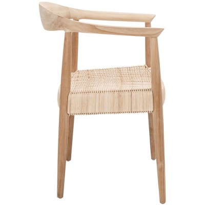 Natural Teak and Rattan Mid-Century Accent Chair