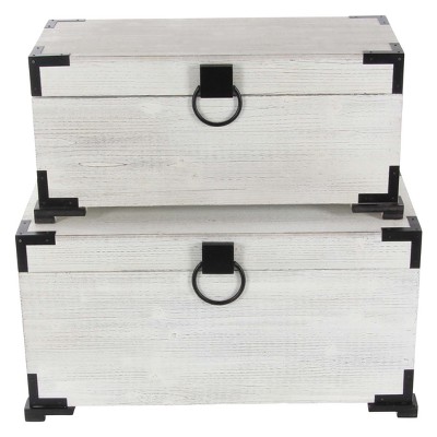 Set of 2 Wood White Trunks White - Olivia & May
