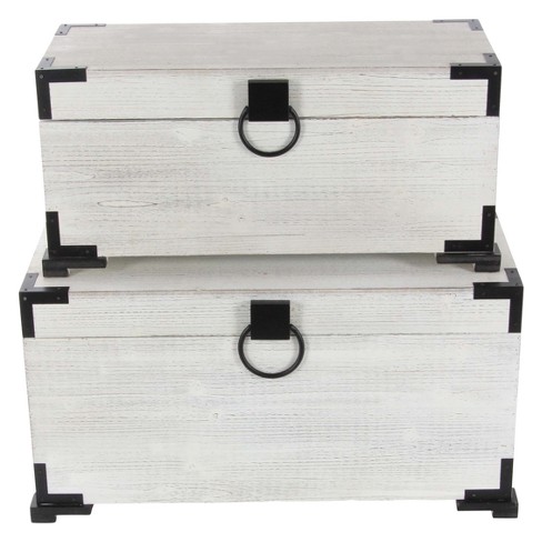 Pair of Metal and Wood Trunks