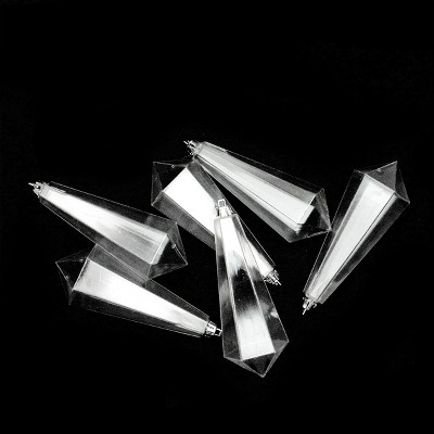 Northlight Transparent Shatterproof Diamond Icicle Christmas Ornaments - 5.5" - Clear - 6ct